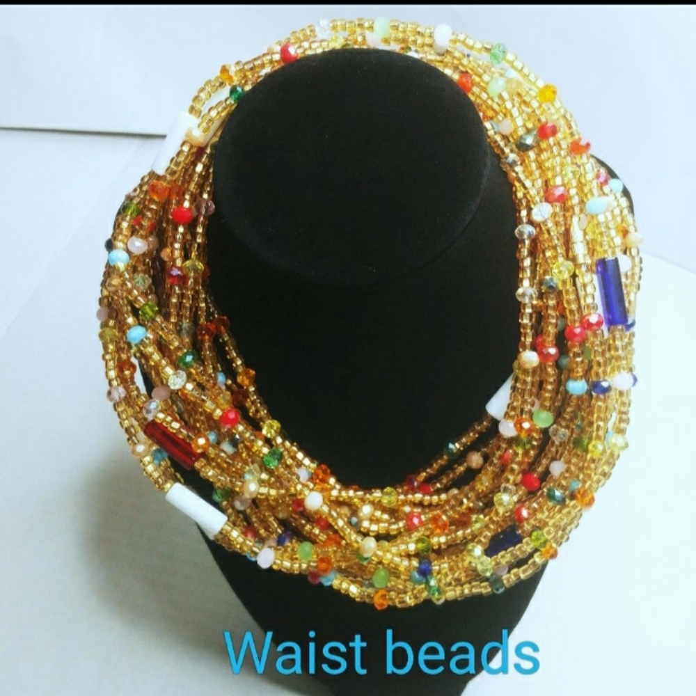 Colorful Waist Beads Blue, White, Red